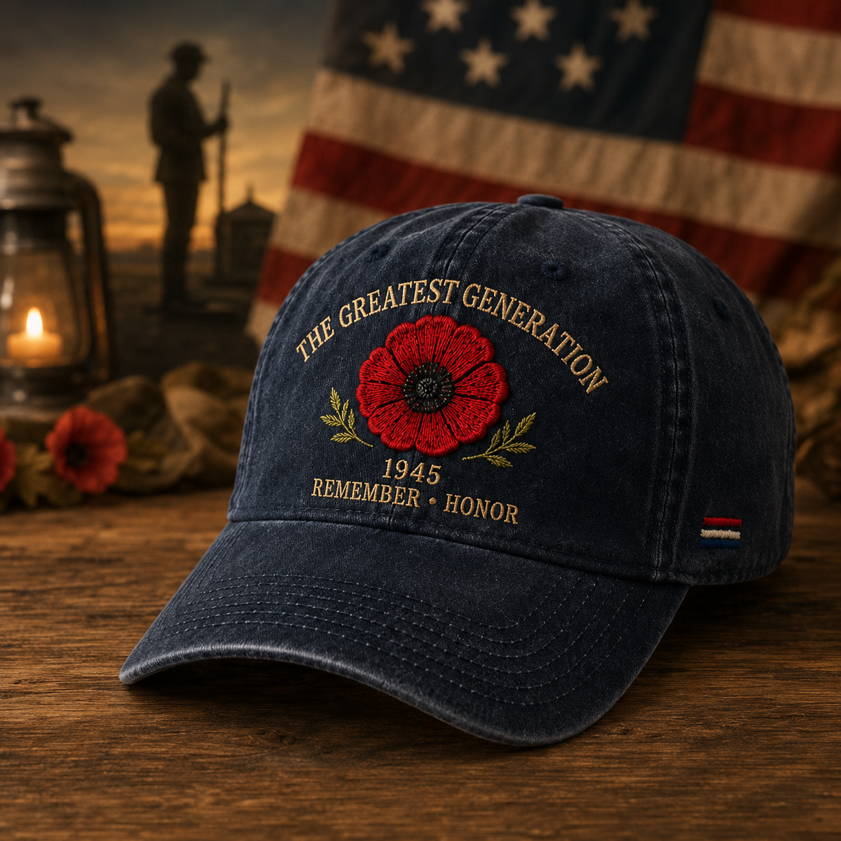 ๐ The Greatest Generation 1945 Memorial Poppy Cap โ Remember & Honor