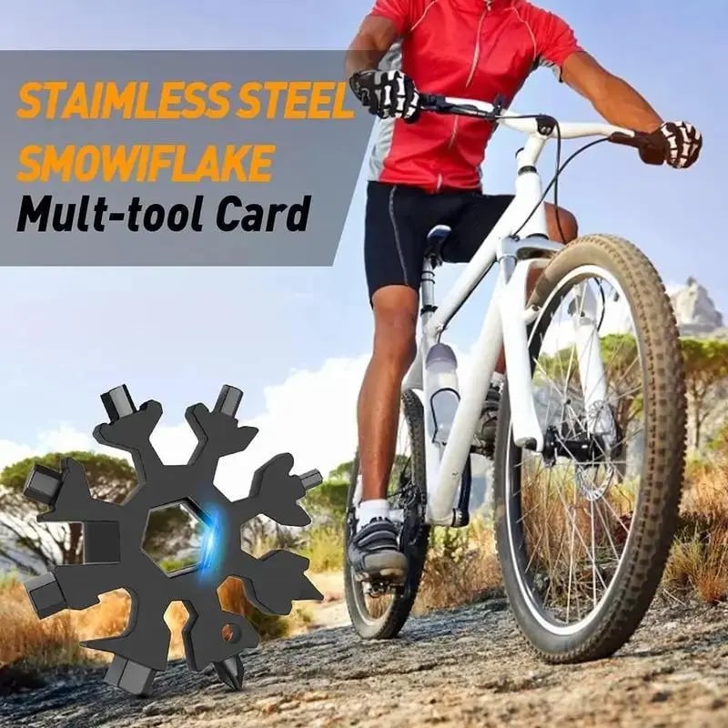 ❄️18-in-1 Snowflake Multi Tool, Stainless Steel Wrench with Screwdriver & Bottle Opener