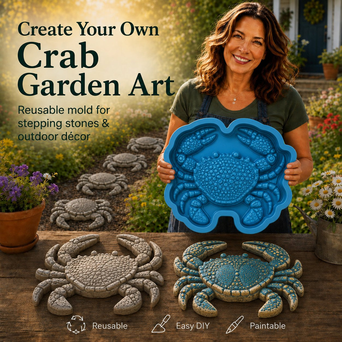 🌊 Reusable Ocean Theme Garden Art Mold – Make Your Garden Truly One of a Kind