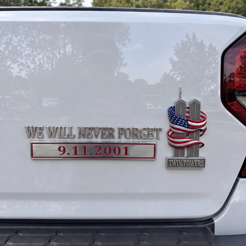 🕯️We Will Never Forget – 9.11.2001 Memorial Car Emblem