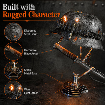 ⏰ 49% OFF Today Only! – 💡 War Relic Vintage Helmet Table Lamp