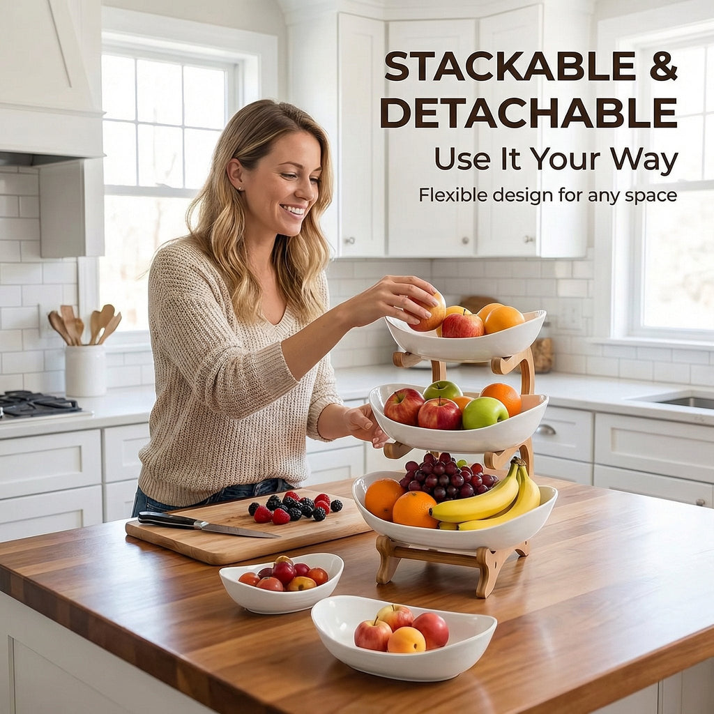 🍓2-Tier / 3-Tier Fruit Basket. Countertop Fruit Bowl(Includes Stand