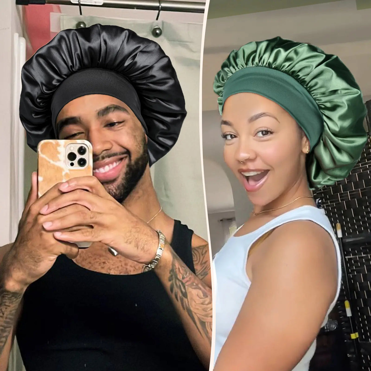 Hair Bonnet for Sleeping Double Layer Satin Bonnets 😴