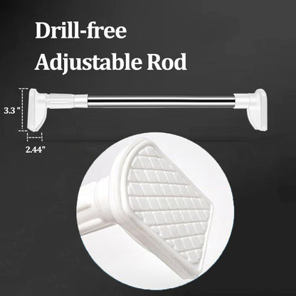 🛠️❌Drill-Free Adjustable Tension Rod – No Holes, No Damage, Instant Install