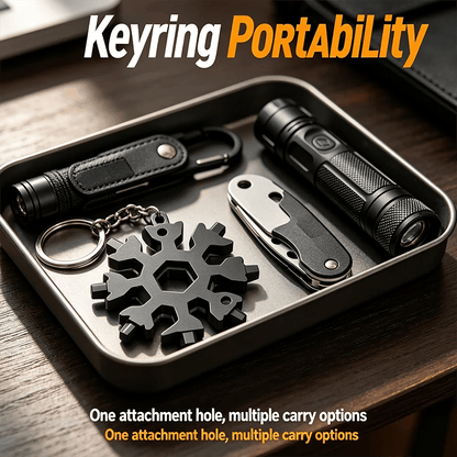 ❄️18-in-1 Snowflake Multi Tool, Stainless Steel Wrench with Screwdriver & Bottle Opener