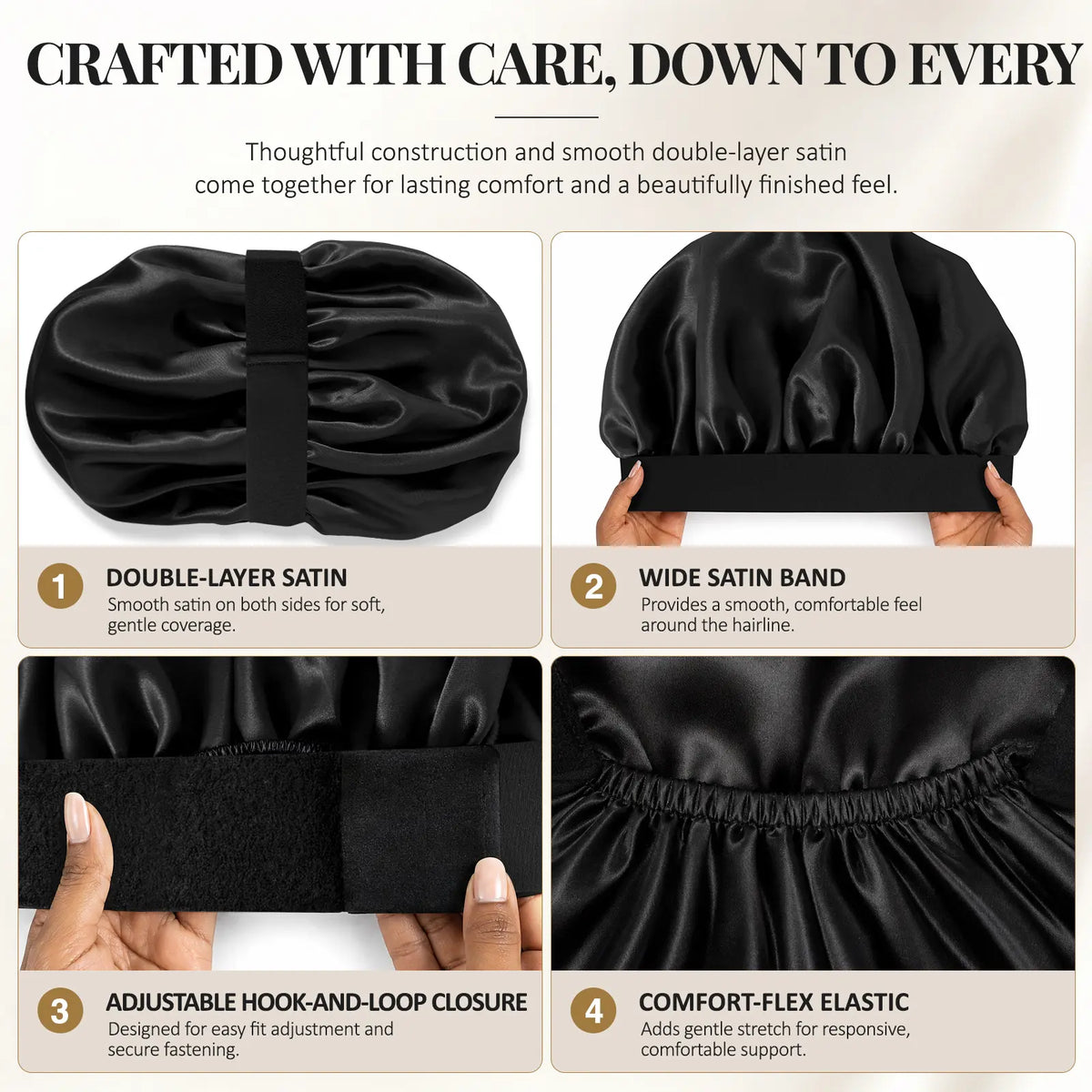 Hair Bonnet for Sleeping Double Layer Satin Bonnets 😴