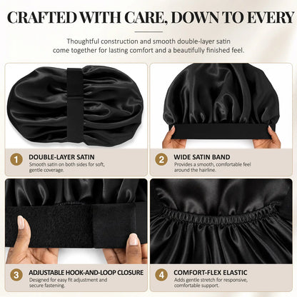 Hair Bonnet for Sleeping Double Layer Satin Bonnets 😴