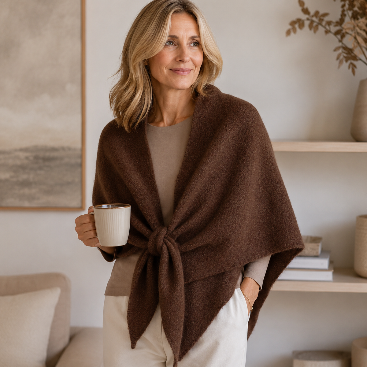 Soft Knit Shawl Wrap for Women – Lightweight Front-Tie Scarf for Every Season