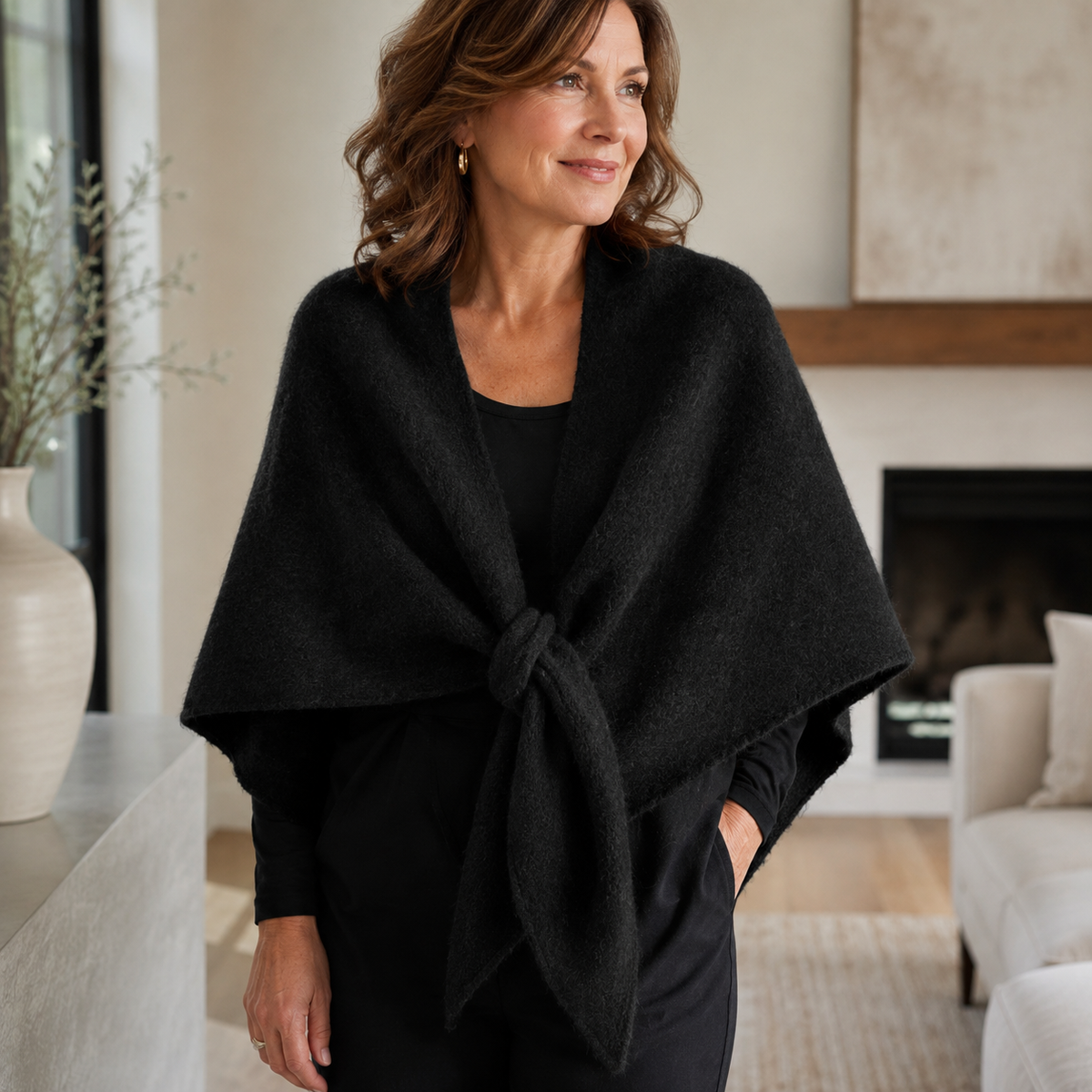Soft Knit Shawl Wrap for Women – Lightweight Front-Tie Scarf for Every Season