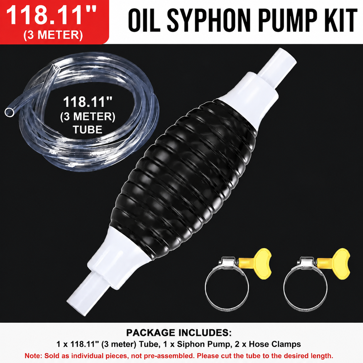 ⛽Manual Siphon Pump Kit,Liquid Transfer Pump for Fuel Water Oil, Car Boat Motorcycle