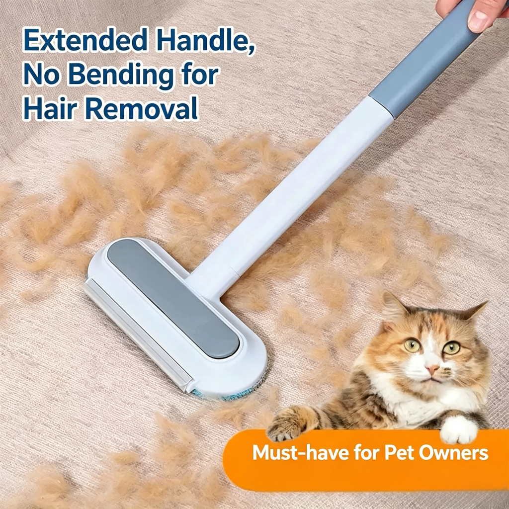 🐾 Upgraded Reusable Extra-Long Pet Hair Remover Brush