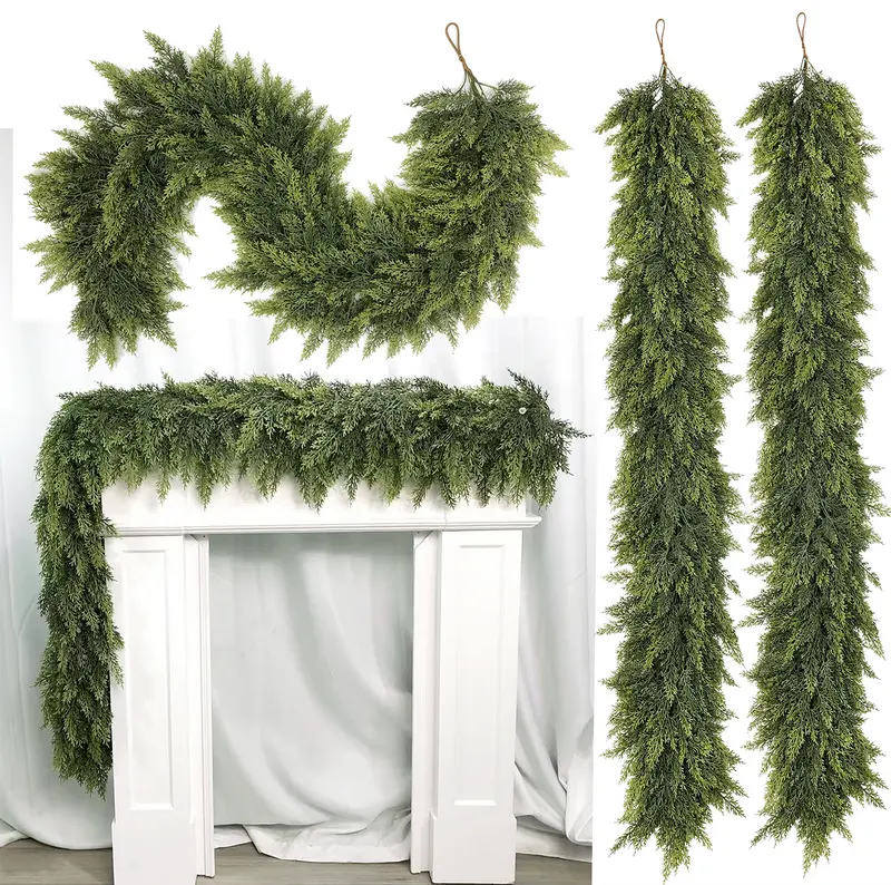 6FT Real Touch Cedar Garland 2-Pack | Christmas Mantel Decor