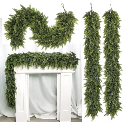 6FT Real Touch Cedar Garland 2-Pack | Christmas Mantel Decor