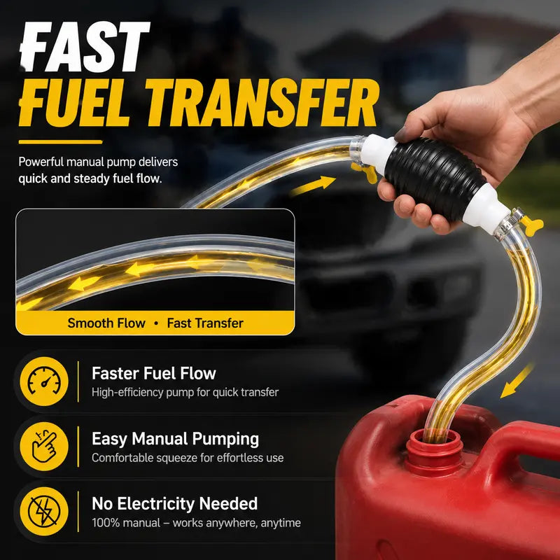⛽Manual Siphon Pump Kit,Liquid Transfer Pump for Fuel Water Oil, Car Boat Motorcycle
