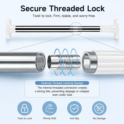 🛠️❌Drill-Free Adjustable Tension Rod – No Holes, No Damage, Instant Install