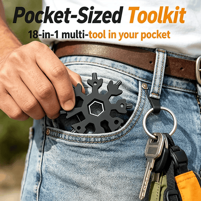 ❄️18-in-1 Snowflake Multi Tool, Stainless Steel Wrench with Screwdriver & Bottle Opener