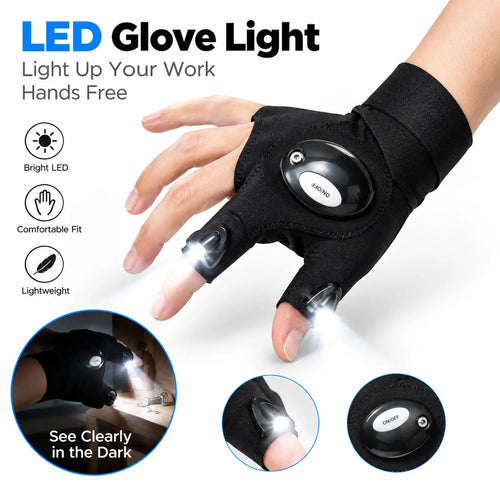 One Pair LED Finger Flashlight Gloves, Hands-Free LED Light Gloves for Fishing,Camping,Repair 🎣