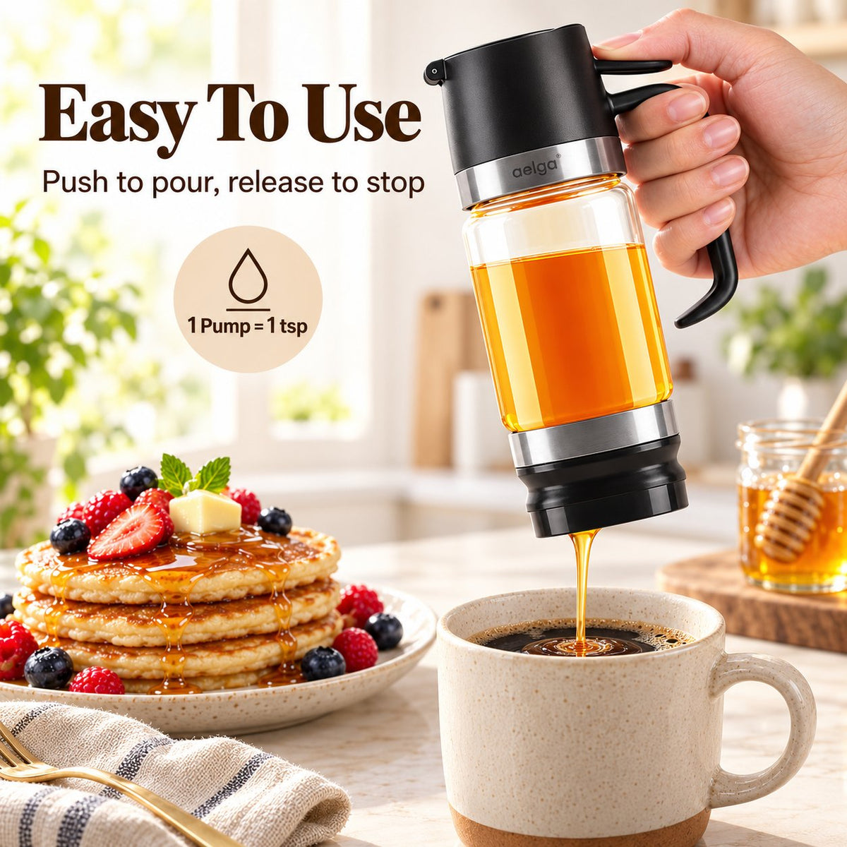 🍯 12oz No-Drip Honey Dispenser with Base