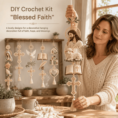 ✝️"Blessed Faith" DIY Crochet Kit – Hanging Decoration