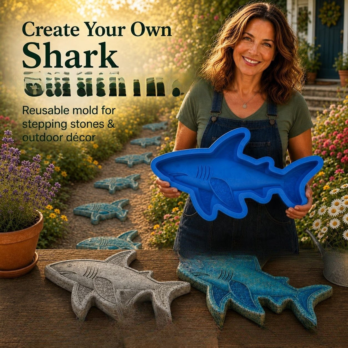 🌊 Reusable Ocean Theme Garden Art Mold – Make Your Garden Truly One of a Kind