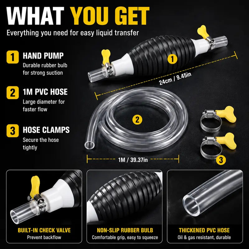 ⛽Manual Siphon Pump Kit,Liquid Transfer Pump for Fuel Water Oil, Car Boat Motorcycle