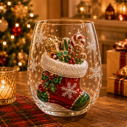 🎅✨Magical Christmas 3D Glass Cup Collection – Santa, Reindeer, Snowman & Christmas Tree