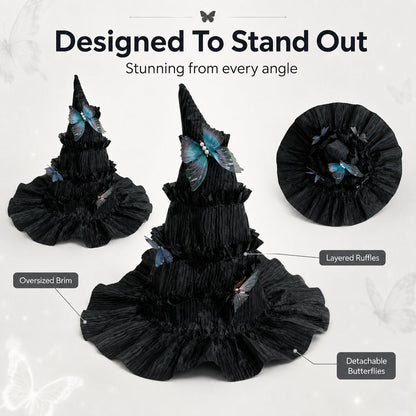 🦋 🧙Mystical Butterfly Witch Hat – 🖤Enchant Your Halloween Look(📦Buy 2 Free Shipping)