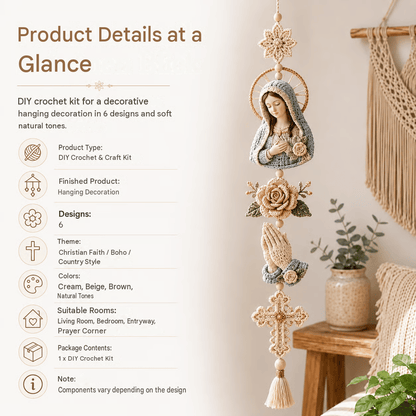 ✝️"Blessed Faith" DIY Crochet Kit – Hanging Decoration