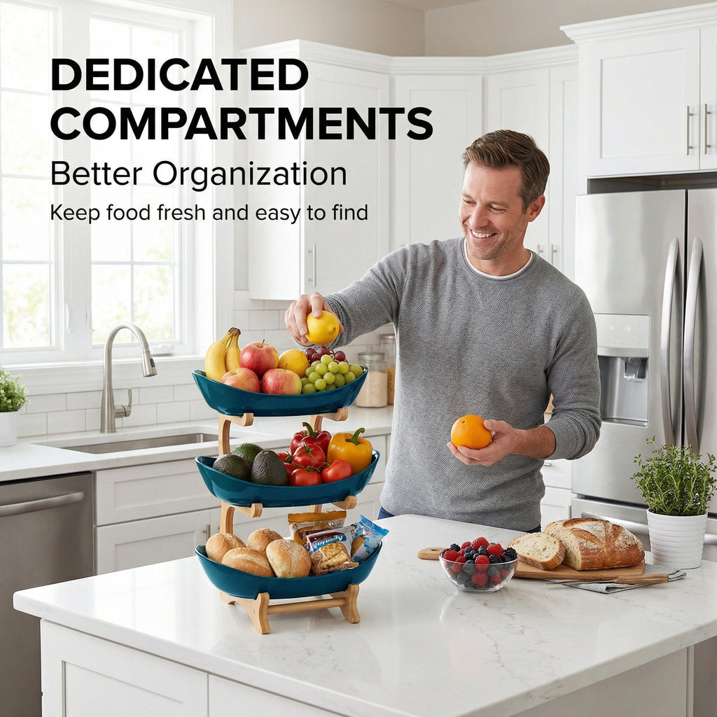 🍓2-Tier / 3-Tier Fruit Basket. Countertop Fruit Bowl(Includes Stand