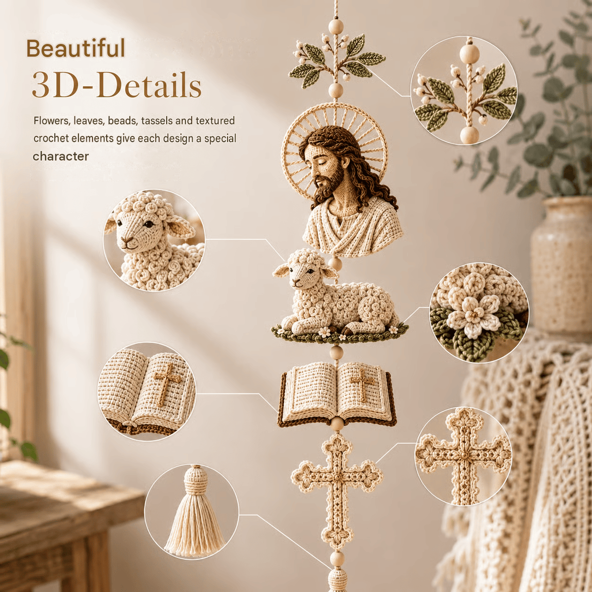 ✝️"Blessed Faith" DIY Crochet Kit – Hanging Decoration