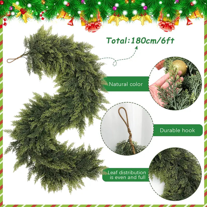 6FT Real Touch Cedar Garland 2-Pack | Christmas Mantel Decor