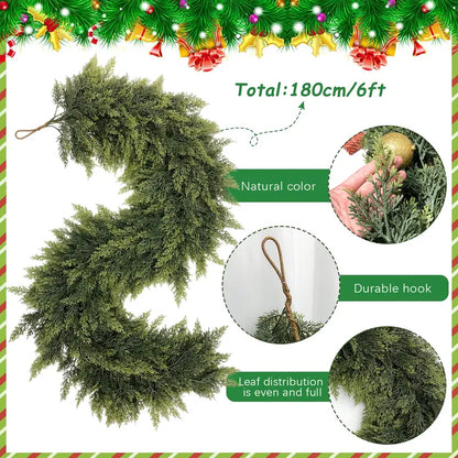 6FT Real Touch Cedar Garland 2-Pack | Christmas Mantel Decor