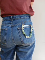 Handmade Green Wooden Beaded Phone Wrist Strap