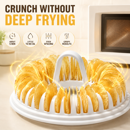 🥔✨✨ Microwave Potato Chip Maker with Slicer – Oil-Free Snack Kit