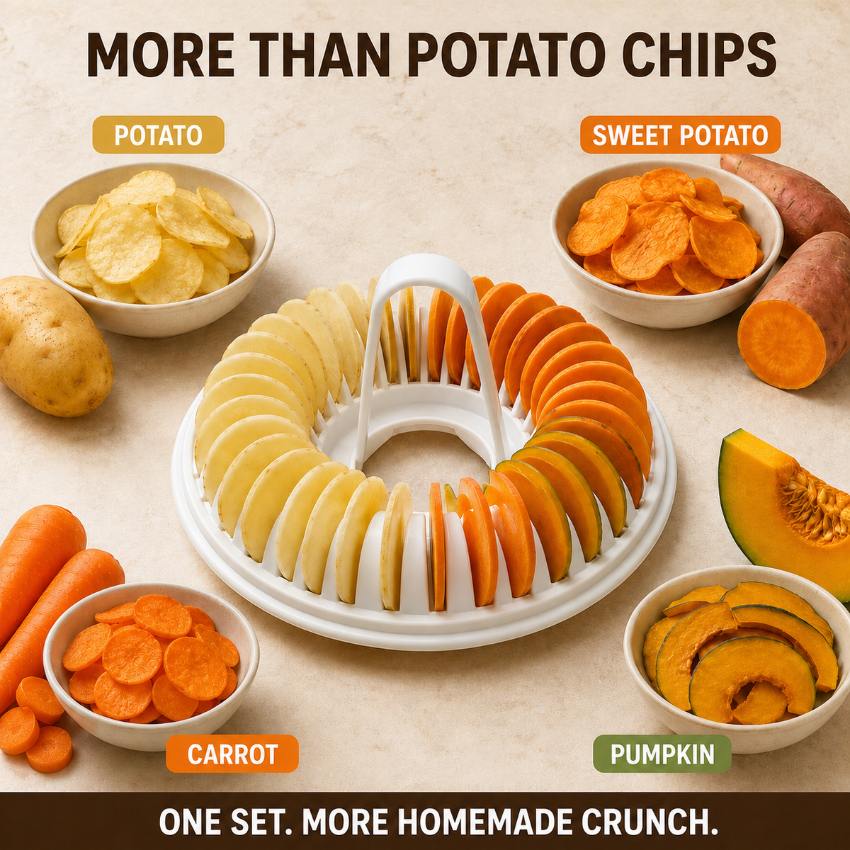🥔✨✨ Microwave Potato Chip Maker with Slicer – Oil-Free Snack Kit