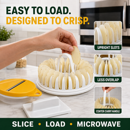 🥔✨✨ Microwave Potato Chip Maker with Slicer – Oil-Free Snack Kit
