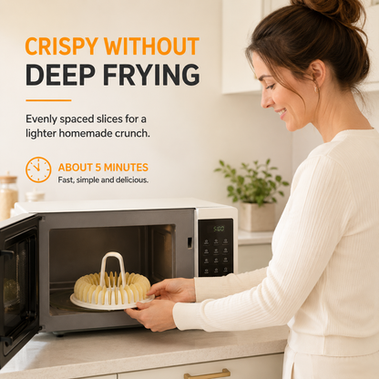 🥔✨✨ Microwave Potato Chip Maker with Slicer – Oil-Free Snack Kit